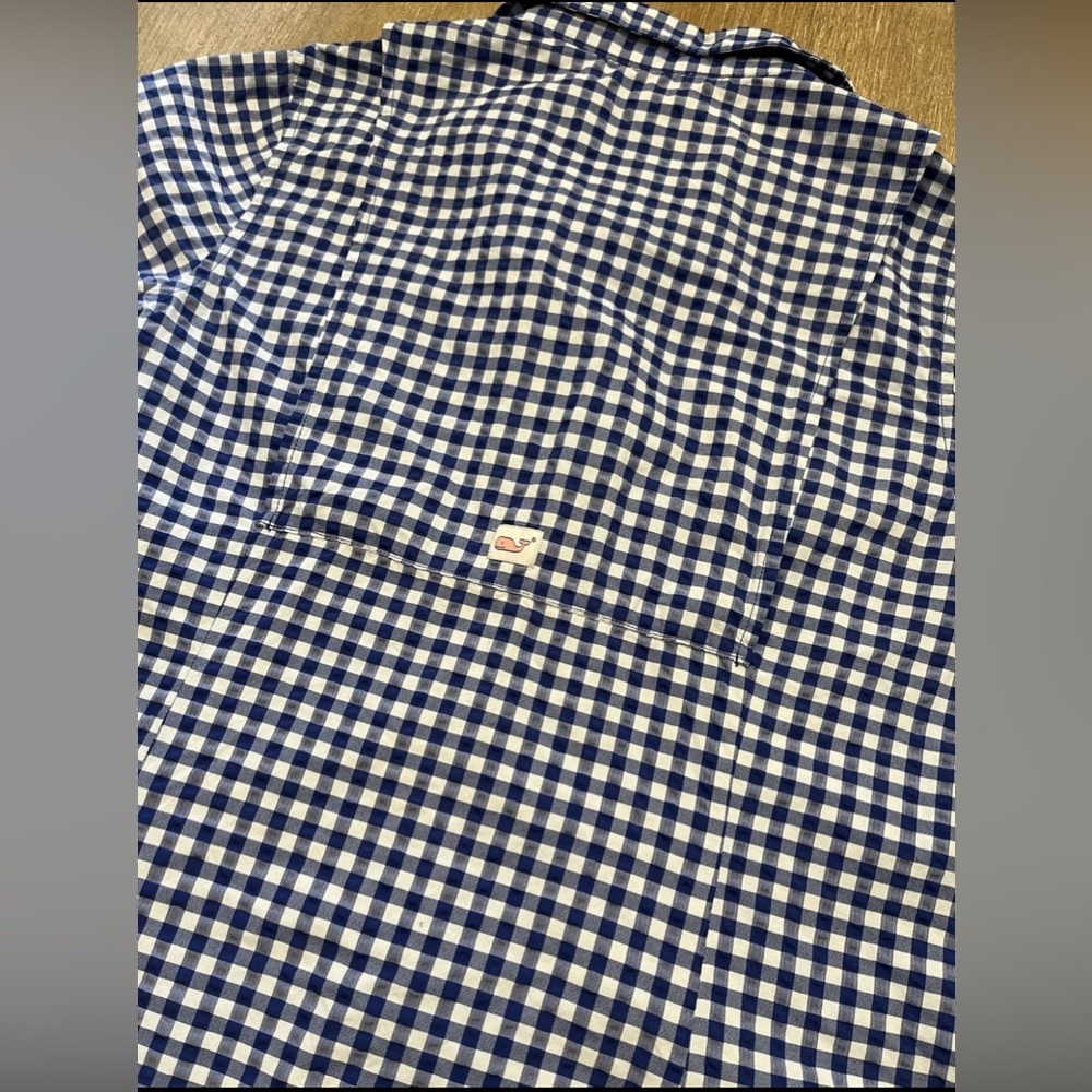 Vineyard Vines Women’s Outdoor Performance Long Sleeve Blue Gingham Button Down - Picture 6 of 12